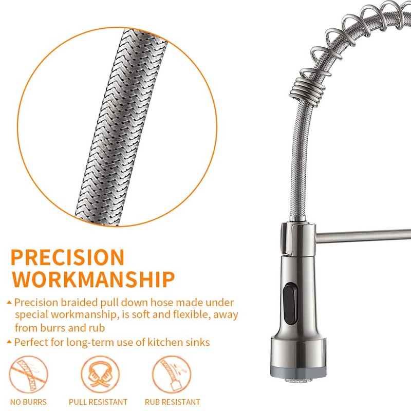 LED Light Kitchen Faucet with Pull Down Sprayer Sus304 Stainless