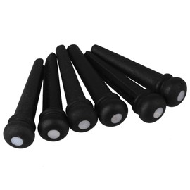 Yibuy 6pcs 30mm Black Ebony Acoustic Guitar Bridge Pin with White Pearl Dots, Easy Replacement