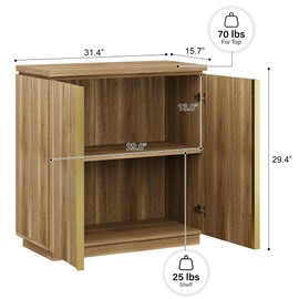 BELLEZE 31 Inch Mid Century Modern Sideboard Cabinet, Wood Arched Accent Buffet Cabinet with Storage, Credenza Console Table for Dining Room, Kitchen, and Living Room Hallway (Camel)