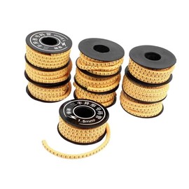 TUCKBOLD 10 Pcs Yellow Flexible PVC Number 0-9 Print 1.5mm2 Wire Cable Markers Tag Automotive Parts