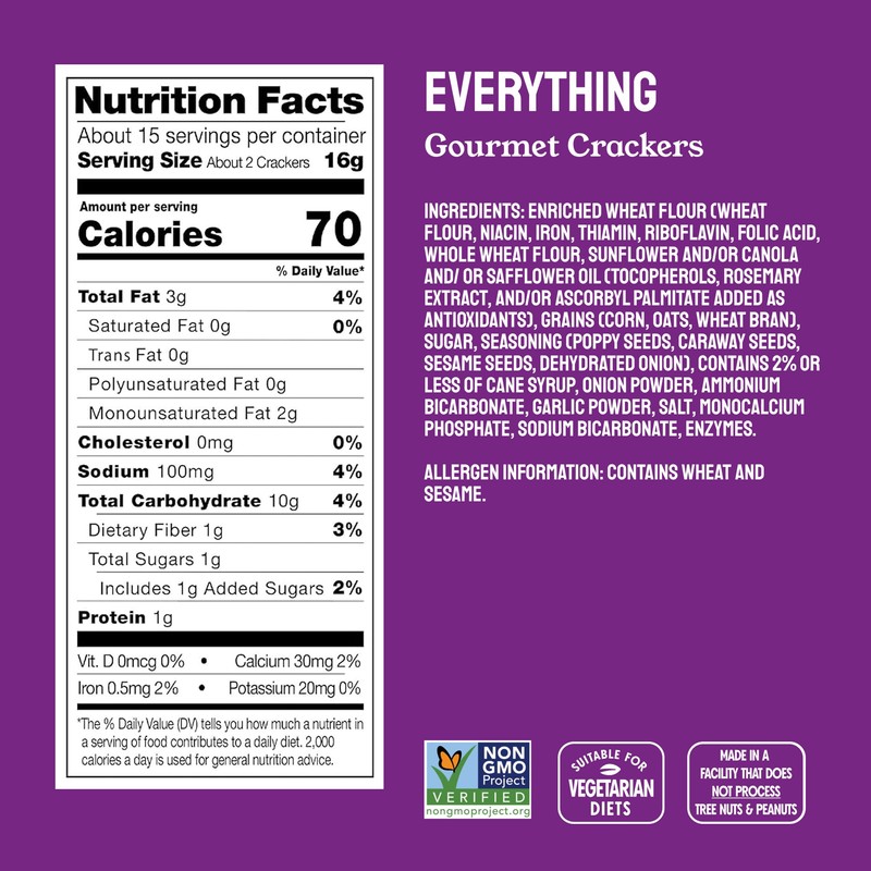 Milton's Gourmet Crackers Variety Bundle (Original Multi-Grain, Everything, Crispy Sea