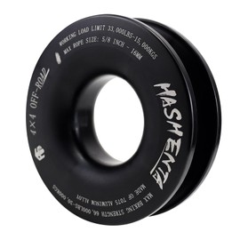 HASHENTA 1PC Snatch Recovery Ring 33,000 LBS Winch Break Strength Block Pulley Towing Ring for Off Road ATV UTV SXS SUV Truck (Black)