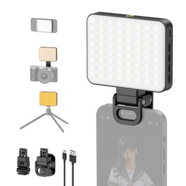 Smiling Shark XJ77 LED Video Light, Smartphone Light, Shooting Light, 3 Color Modes, 10 Level Dimming, 3000k-6,500k MagSafe Compatible, 1/4 Screw Mount, Cold Shoe, 360° Rotation, 2000 mAh, Type-C