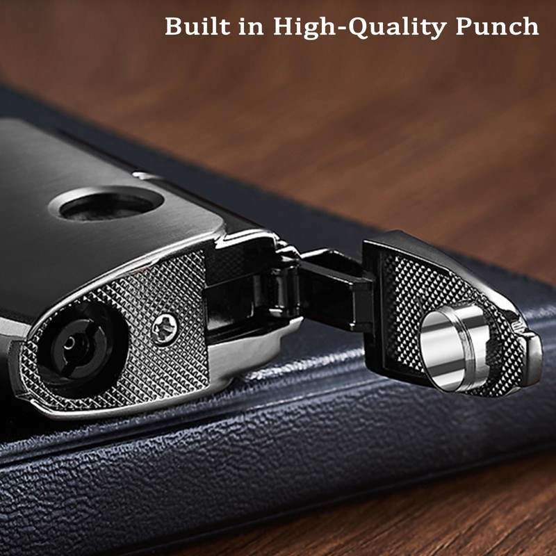 Double Torch Butane Lighter with Punch, Jet Windproof Lighter with