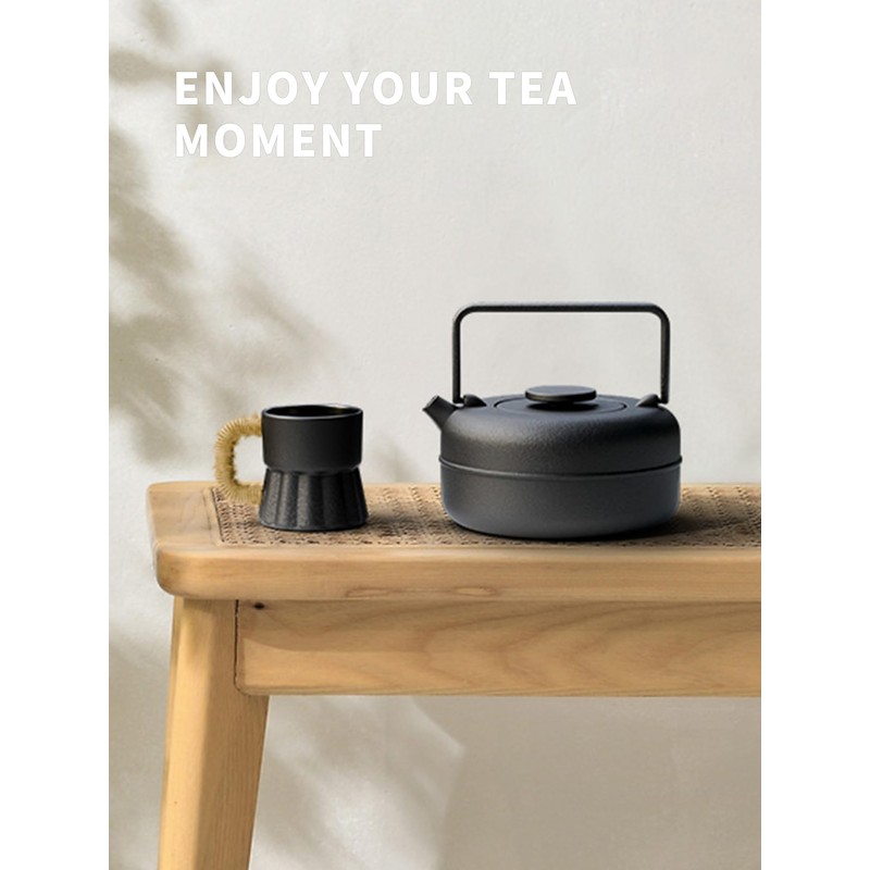 Toptier Teapot with Removable Infuser, Cast Iron Tea Kettle Stovetop