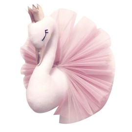 3D Wall Hanging Decoration Cute Crown Dress Swan Wall Art Sticker Hook for Nursery Kids Girl Room Wedding Birthday (Pink)
