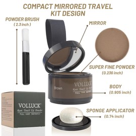 VOLLUCK Root Touch Up Powder Stick - Root Cover Up, Thinning Hair, Bald Spots, Eyebrows, and Beard Line for Women and Men, Brown