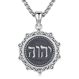 Aniu Hebrew Bible Names of God Jewelry Tetragrammaton Symbol Protection Necklace Jehovah YHVH YHWH Pendant Israel Lord Amulet Gift for Jewish Wiccan Pagan Jewelry