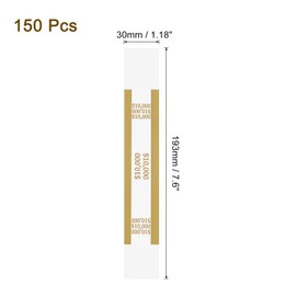 uxcell Pack of 150 Money Band Bundles, Self-Adhesive Bill Wrappers Money Wrappers Money Straps for Organize Bills Money, 7.6x1.18 Inch, Gold