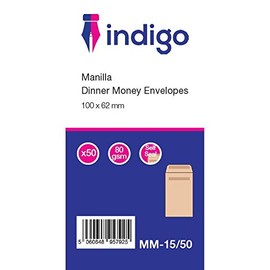 Indigo Plain Money Dinner Brown Manilla Envelopes (50)