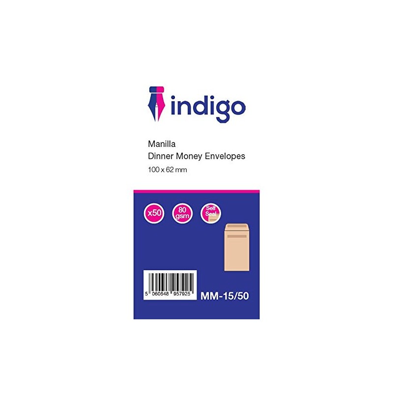 Indigo Plain Money Dinner Brown Manilla Envelopes (50)