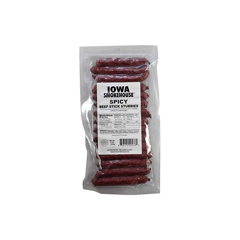 Iowa Smokehouse Stick Beef STUBBIES Spicy 8OZ IS-8BSTS