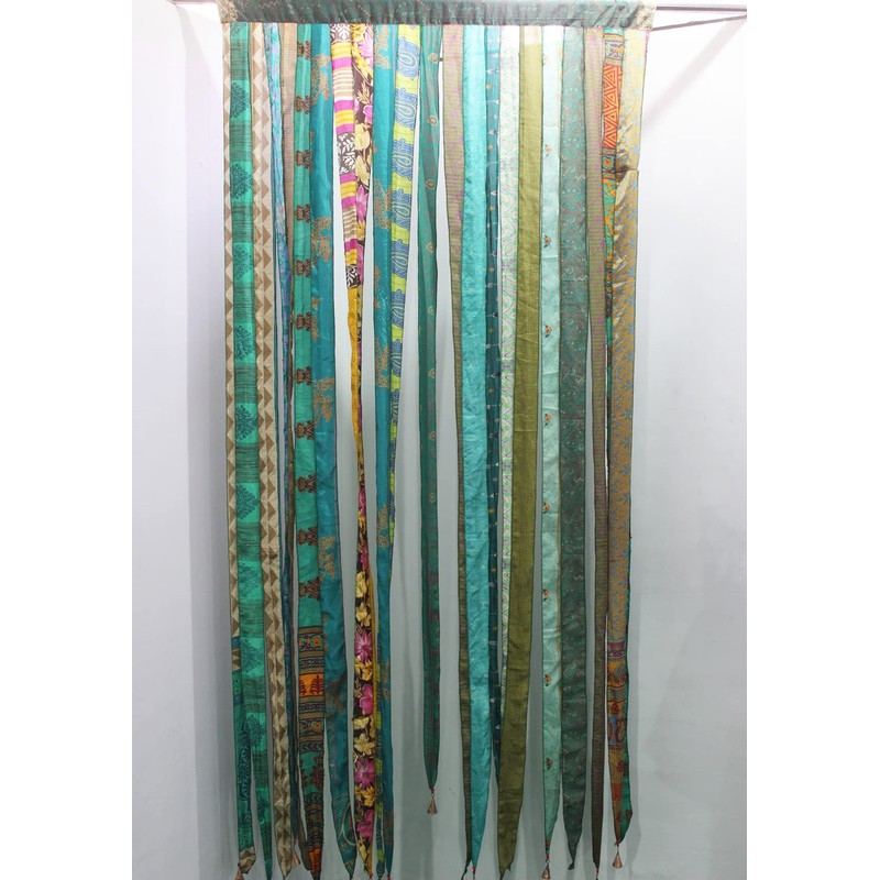 Mango Gifts Old Silk Sari Ribbon Doorway Curtain Rod Pocket,