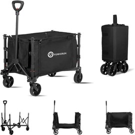 FUNHORUN Heavy Duty Collapsible Wagon Cart | Foldable Utility Wagon for Camping & Grocery