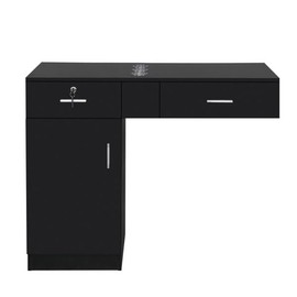Udorich Wall-Mounted Hairdressing Cabinet for Organized Serenity, Featuring 2 Locked Drawers and 1 Door, Sleek Black Finish