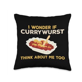 Currywurst Designs German Fast Food Lover Funny Currywurst Lovers Quote Love Eat Berlin Street Food Throw Pillow, 16x16, Multicolor