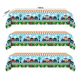 Auch 3 Pieces Train Plastic Tablecloths Train Theme Birthday Party Supplies Train Party boy Tablecovers Train Party Decorations 51 x 87 Inch