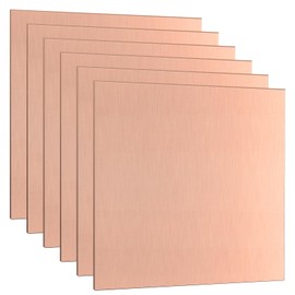 Adrattnay 6-Pack 99.9% Pure Copper Sheets Metal 6 "x 6", 24 Gauge Copper Sheets 0.5mm (0.02") with Double-Side Protective Film for Jewelry Making, Crafts, Soldering, Electrical Projects