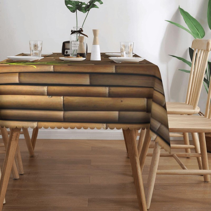 JRZHXYA Bamboo Print Tablecloth 54 x 72 Inch Zen Japanese