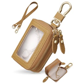 Encore Smart Key Case, High Quality Genuine Leather, Unisex, Genuine Leather, Compatible with Smart Keys, Strap, Window, Leather, Key Holder, Clear Window, Compact, Smart Key Case, cinnamon brown