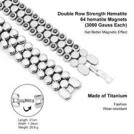 JEROOT Titanium Magnetic Bracelet, 4 mm Cubic Zirconia Bracelet for Women, Bracelet Magnetic Women's Magnetic Bracelet Energetix with Size Adjustment Tool, Gift Box (3500 gauss), Titanium