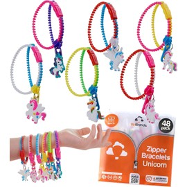 UpBrands Unicorn Valentine Gifts For Kids Zipper Bracelets Bulk Set, Kit for Unicorn Birthday Party, Goodie Bags & Stuffers, Perfect Friendship Fidget Toys