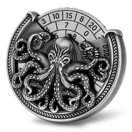 DND Wheel Cube Spinner, DND Dice Set, 7-in-1 Octopus Metallic D&D Dice, Octopus Roulette Dice Spinner for DND Dice Set, D&D Gifts with Gift Box, Role Playing Board Game Accessories, Silver