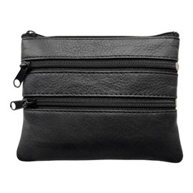Lorenz Leather Coin Purse with Multiple Compartments, 12 x 9.5 cm, (Black)