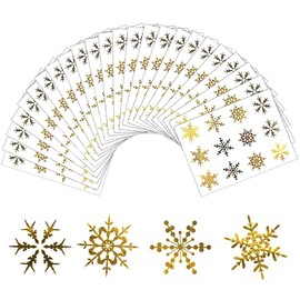 24 Sheets Christmas Snowflakes Stickers, Christmas Stickers, Glitter Snowflake Christmas Stickers, 1.5 Inch Cute Snowflakes Label Stickers for Card Making Bag Filler Christmas Party Decorations