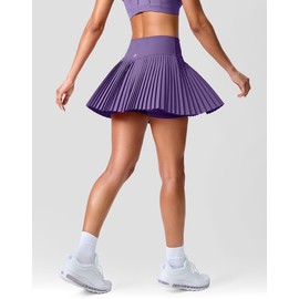 SANTINY Pleated Tennis Skirt for Women with Pockets Shorts Women's High Waisted Lightweight Athletic Golf Skorts Skirts for Casual(Dark Purple_S)