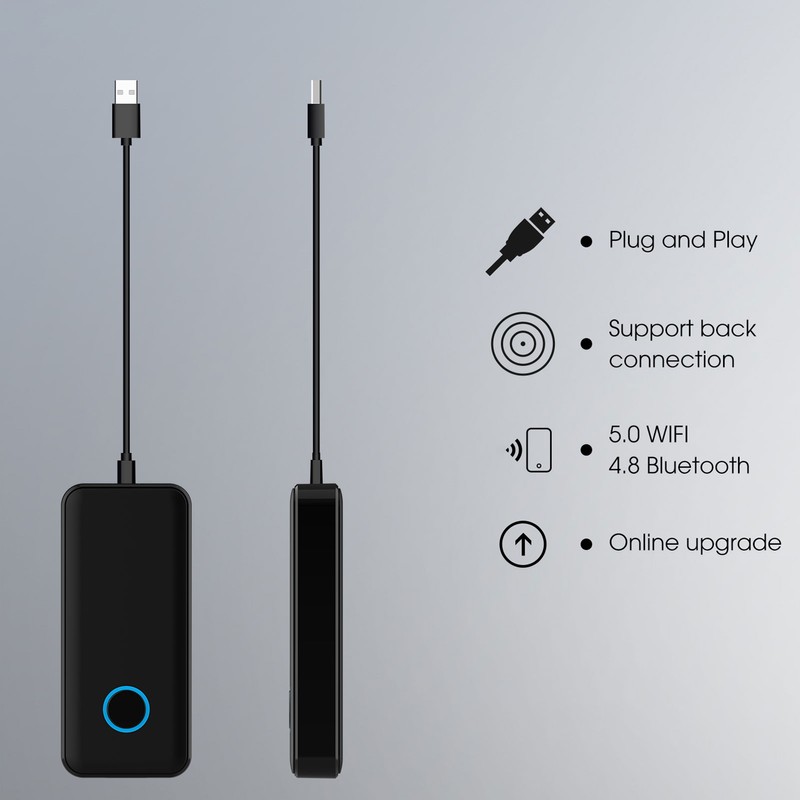 Wireless Carplay Adapter 3 in 1 Stable Connection Compact Wired