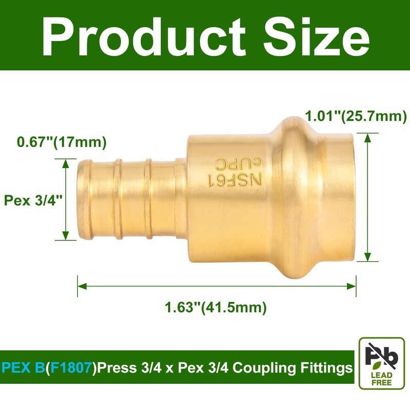 FullMayPro 3/4 inch Press Propress X 3/4" PEX Crimp Coupling