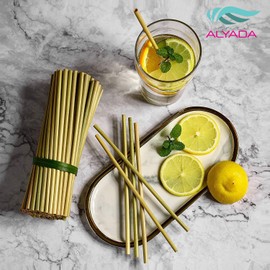 Natural Drinking Straws, Bamboo Grass, 20 cm, Disposable Drinking Tubes, Pack of 100, Biodegradable (13 cm)