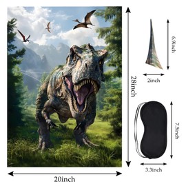 SietDESEO Pin The Tail on The Dinosaur Party Games with 24 Pcs Tail Stickers Dinosaur Party Games for Kids Boys Birthday Carnival Party Supplies Pin The Tail Game