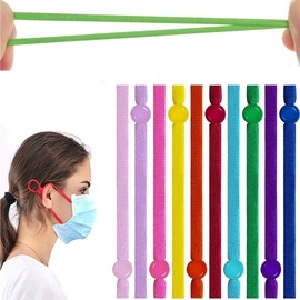 Kalolary 200pcs High Stretch Flat Elastic Bands with Adjustable Buckle, 10 Colors Elastic Cord Bands Stretchy Non-Slip Ear Band, for Adult Children DIY Crafts Supplies