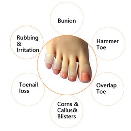 Hoogoo 10 Pack Pinky Toe Sleeves Protectors, Toe Covers, Protect Toe from Rubbing, Ingrown Toenails, Corns, Blisters, Hammer Toes and Other Painful Toe Problems Translucent Colour
