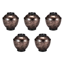 Set of 5 Heat Resistant 3.5 Inch Egg Bowls Gray Bristle Yakoun Black [4 x 4 Inch (300 cc)] | Small Suction Bowls Heat Resistant ABS Plastic (Setomonohonpo)