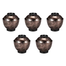Set of 5 Heat Resistant 3.5 Inch Egg Bowls Gray Bristle Yakoun Black [4 x 4 Inch (300 cc)] | Small Suction Bowls Heat Resistant ABS Plastic (Setomonohonpo)