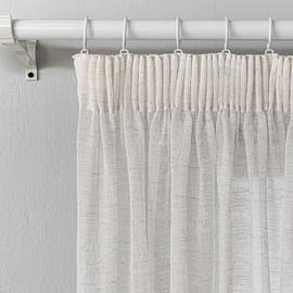 MYSKY HOME Curtains with Ruffle Tape, Living Room Curtain, Set of 2, Boho Curtain, Linen Look, H 260 x W 140 cm, Natural Style, Semi-Transparent Pleat Curtains, Beige