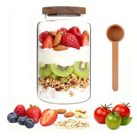 Large Glass Coffee Storage Jar with Lids Spoon Thicken Glass Coffee Canister Borosilicate Glass Food Containers for Ground Coffee Beans Nut Pasta Sugar Candy Spice Rice Loose Tea (2800ml/94oz)