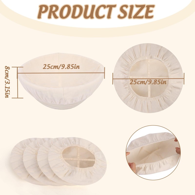 Bread Proofing Basket Cover, 4PCS Round Sourdough Proving Basket Cloth