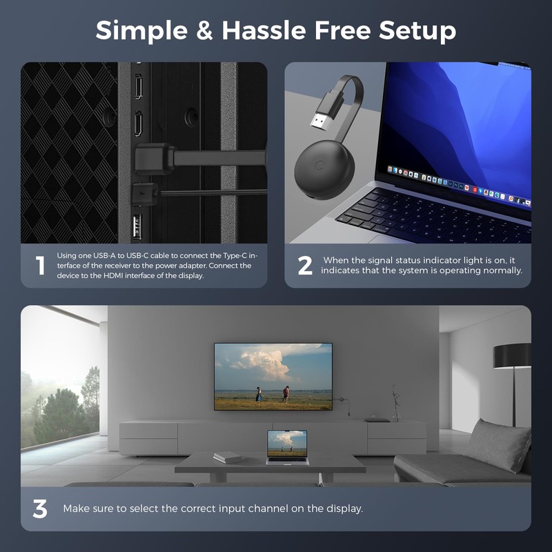 Wireless HDMI Display Dongle Adapter 1080P, Screen Mirroring Adapter/Extender for