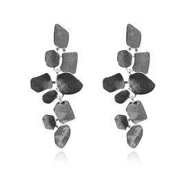 XYAYOU Irregular Geometric Slice Shaped Statement Dangle Drop Earrings Jewelry for Women Girls, Zinc, No Gemstone