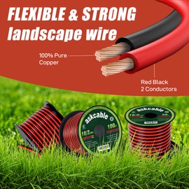 Askcable 18/2 Low Voltage Landscape Lighting Copper Wire 18 Gauge 100Feet Oxygen-Free Copper Cable Wire 2 Conductor 18AWG 100FT Outdoor Direct Burial Electrical Copper Wire