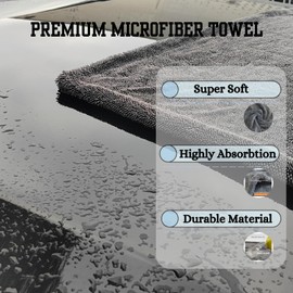 Extra Large Car Drying Towels 1300GSM Absorbent Microfiber Towels for Cars Premium 24"x36" Double Twisted Velvet Rinse-free Cleaning Cloth One Pass Soft Cloth for SUV Truck Efficient Drying 1 pack