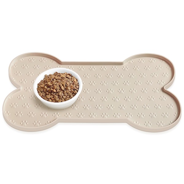 PWTAA Dog Food Mat Anti-Slip Silicone Dog Bowl Mat Thicker Pet Placemat Waterproof Cat Feeder Pad with Raised Edge Puppy Kitten Feeding Mats Suitable Small Medium-Sized Dogs Cats Eating Tray