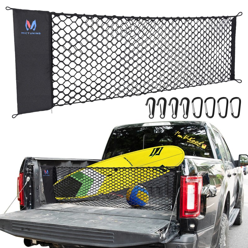 MICTUNING Elastic Truck Bed Cargo Net Storage Mesh Bag For