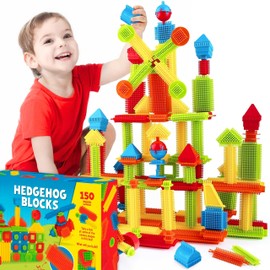 ADEPTNA Hedgehog Blocks 150 Piece Set – Bristle Construction Toy for Kids Age 3+ | Creative STEM 3D Building Blocks | Colourful Interlocking Educational Play Set for Toddlers & Preschool