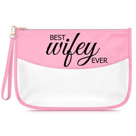 Wife Gifts from Husband Makeup Bag for Women Romantic Wedding Anniversary for Wife Best Wifey Ever Gift Bridal Shower Cosmetic Bag Birthday Honeymoon Valentine's Day Presents from Husband Travel Pouch