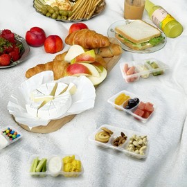 MACTANO 8 OZ Reusable Snack Containers with Lids, New 3 Compartment Condiment Snack Pack Containers 10 Sets